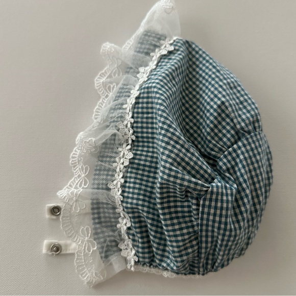 Momoidea 9-12 Months Baby Girl Gingham Bow Bubble Romper Bonnet Set - Picture 6 of 7